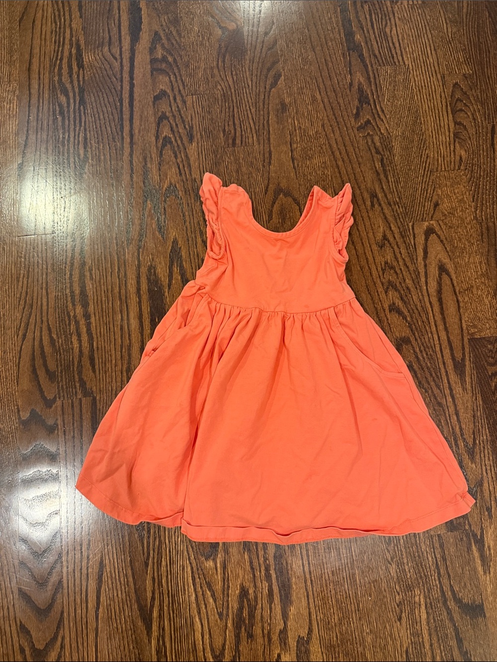 Hanna Andersson Coral Ruffle-Sleeve Knit Sundress